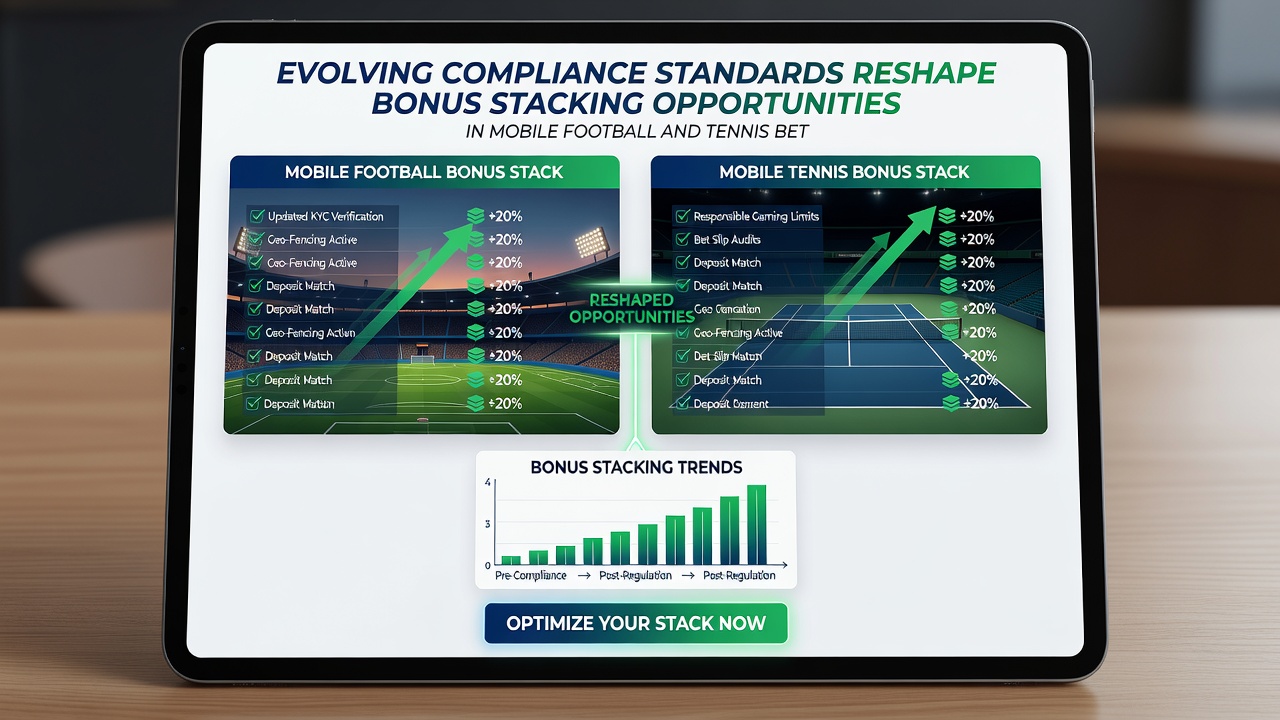 Tennis and football betting dashboard with regulatory compliance overlays on a smartphone screen